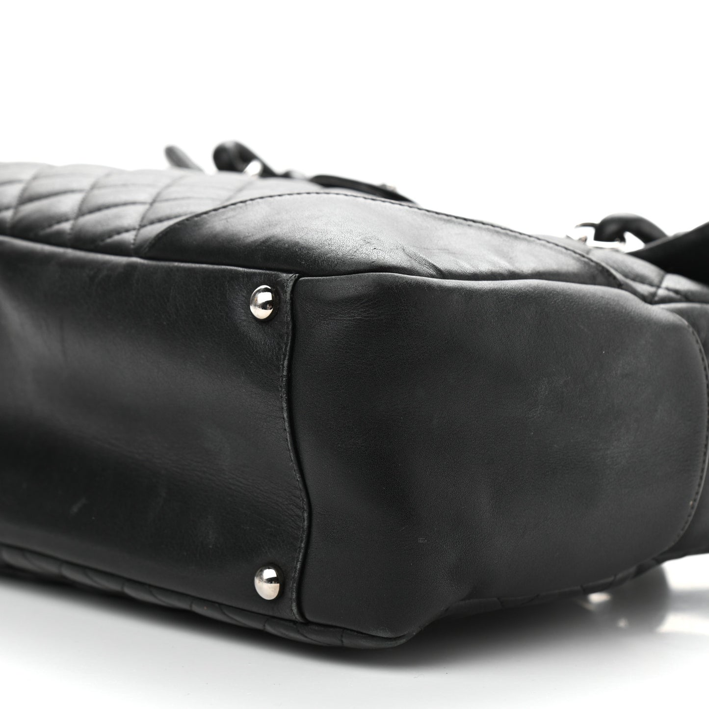 Calfskin Quilted Large Cambon Flap Black White