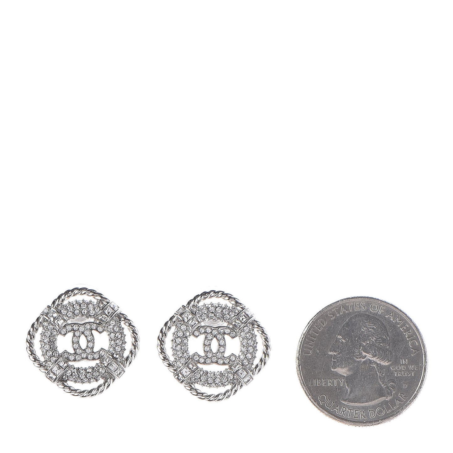 Crystal CC Earrings Silver