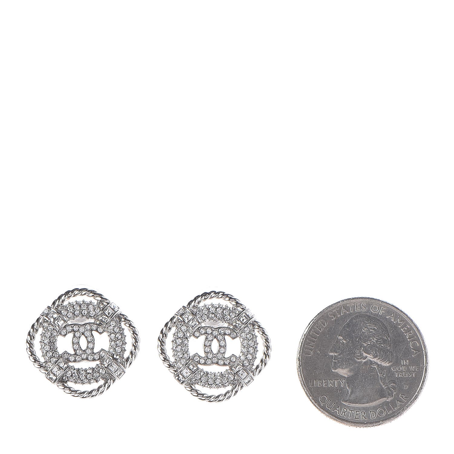 Chanel Crystal CC Earrings Silver 2 of 5