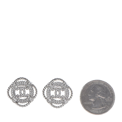 Chanel Crystal CC Earrings Silver 2 of 5