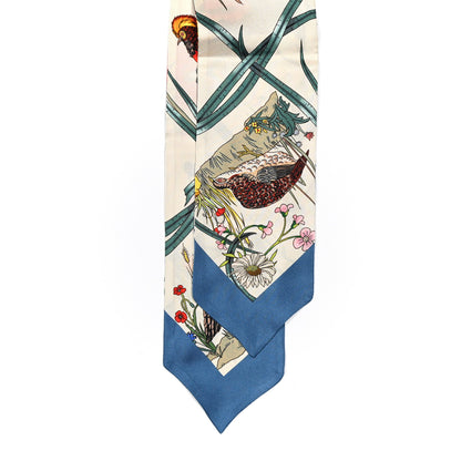 Gucci X DISNEY Silk Twill Mickey Lac Neck Bow Scarf Ivory Blue 2 of 4