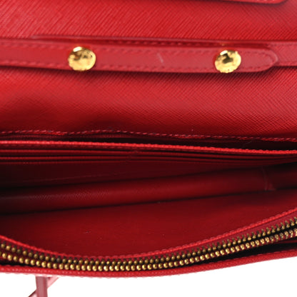 Prada Saffiano Metal Flap Wallet With Strap Fuoco 5 of 13