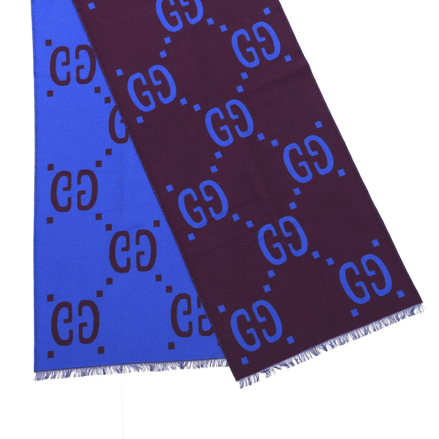 Gucci Wool Silk Monogram Jumbo GG Freedom Scarf Lacquer Blue 2 of 4