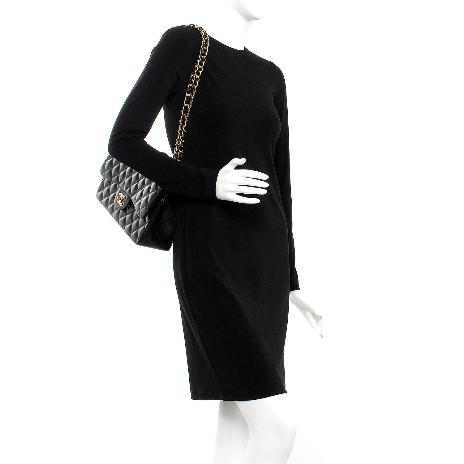 Chanel Lambskin Quilted Jumbo Double Flap Black 3 of 11