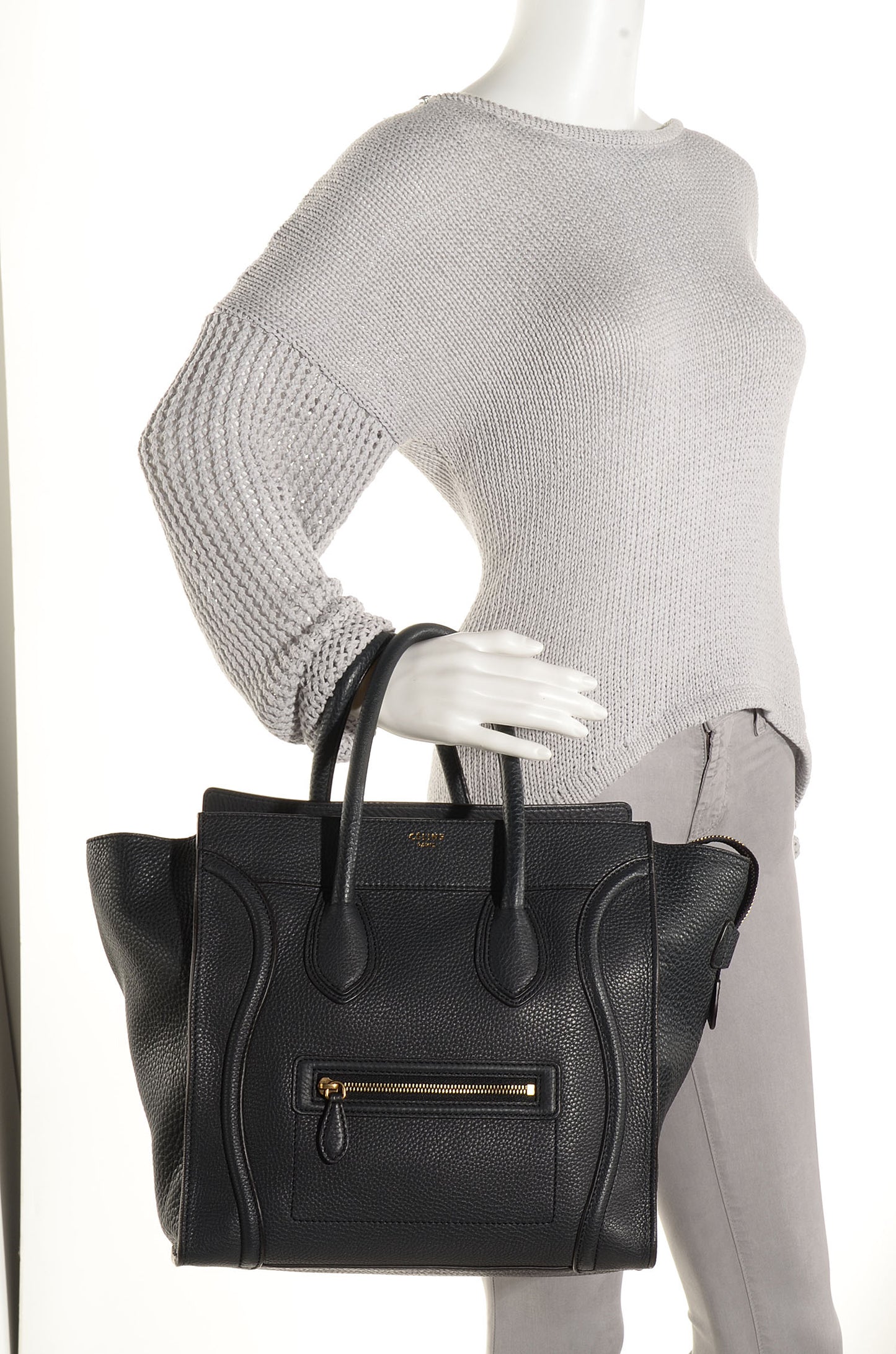 Pebbled Leather Mini Luggage Bag Anthracite