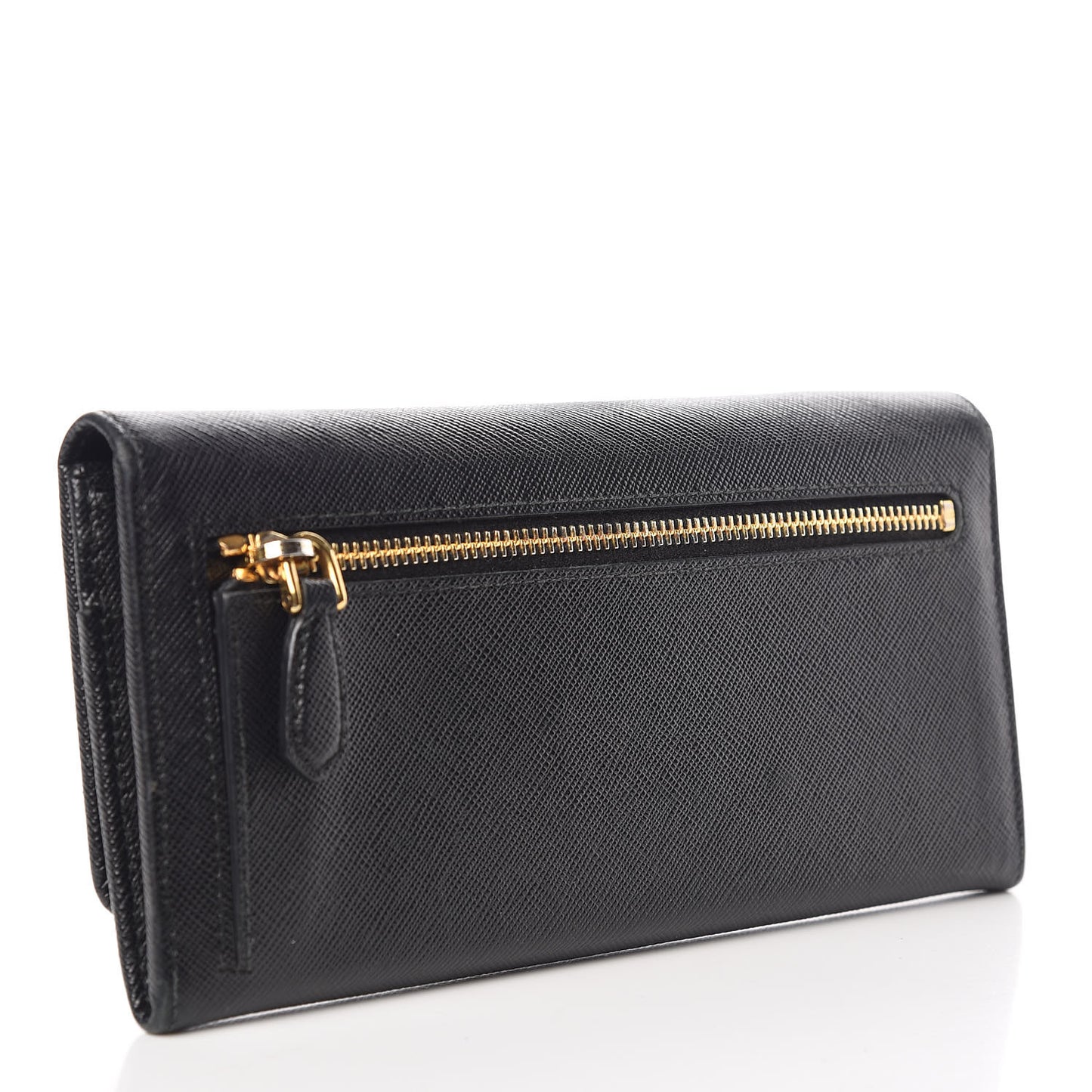 Saffiano Metal Continental Flap Wallet Black