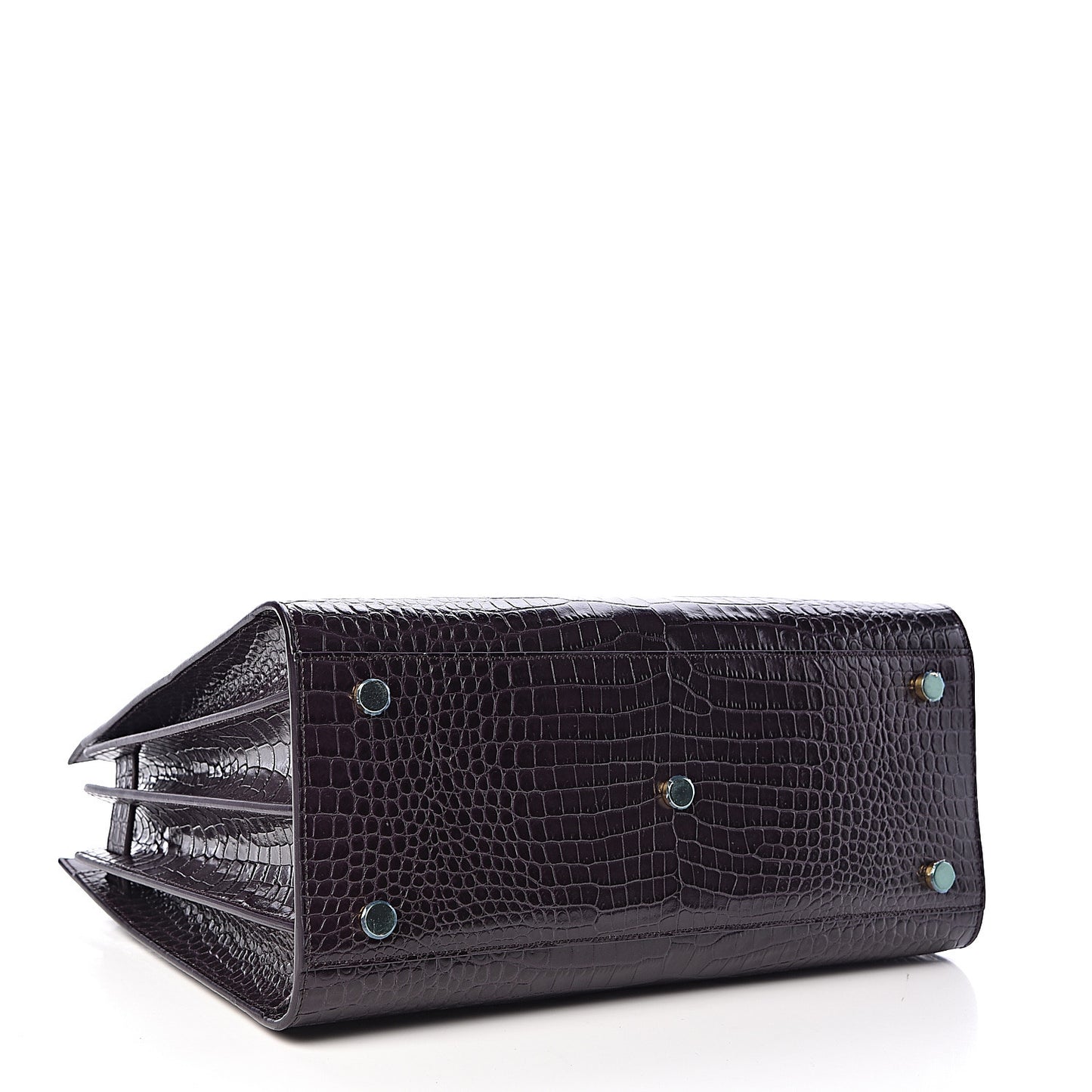 Calfskin Crocodile Embossed Small Sac de Jour Prune