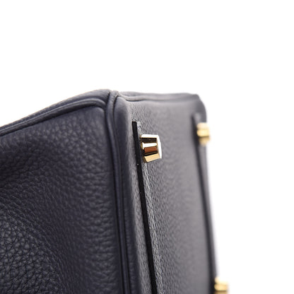 Hermes Togo Horseshoe Birkin 25 Bleu Nuit Rose Azalee 28 of 33