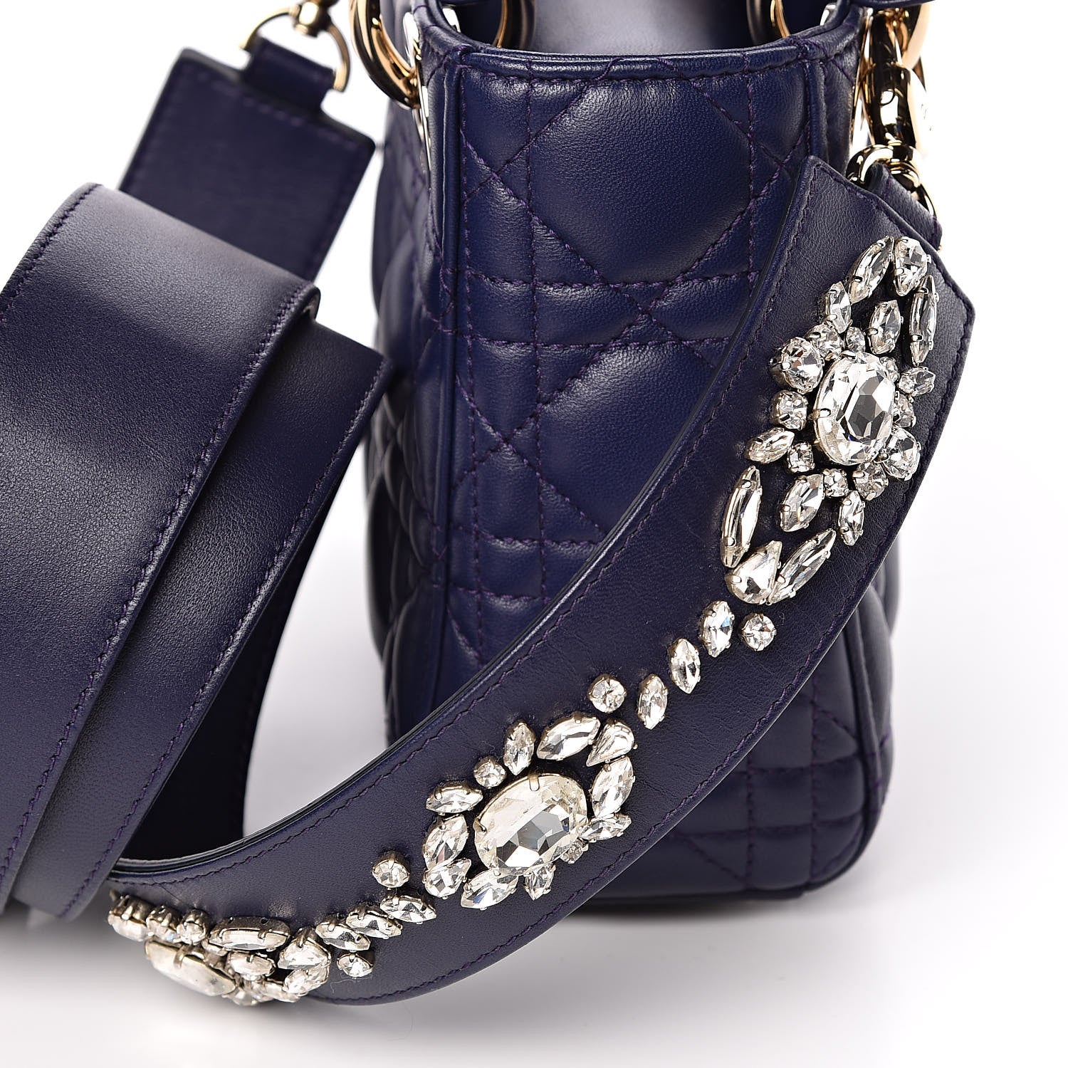 Christian Dior Lambskin Cannage Crystal Mini Lady Dior Navy Blue 11 of 11