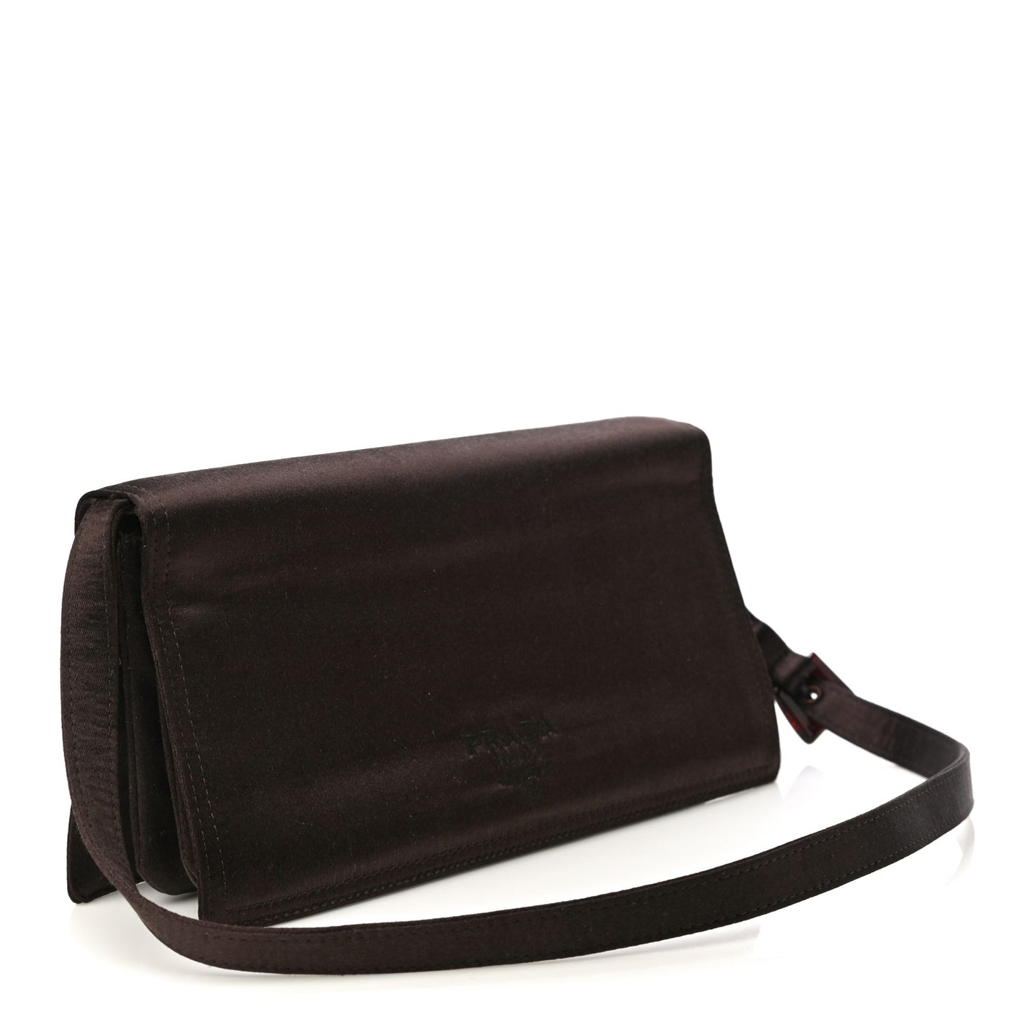 Satin Flap Clutch Bag Brown
