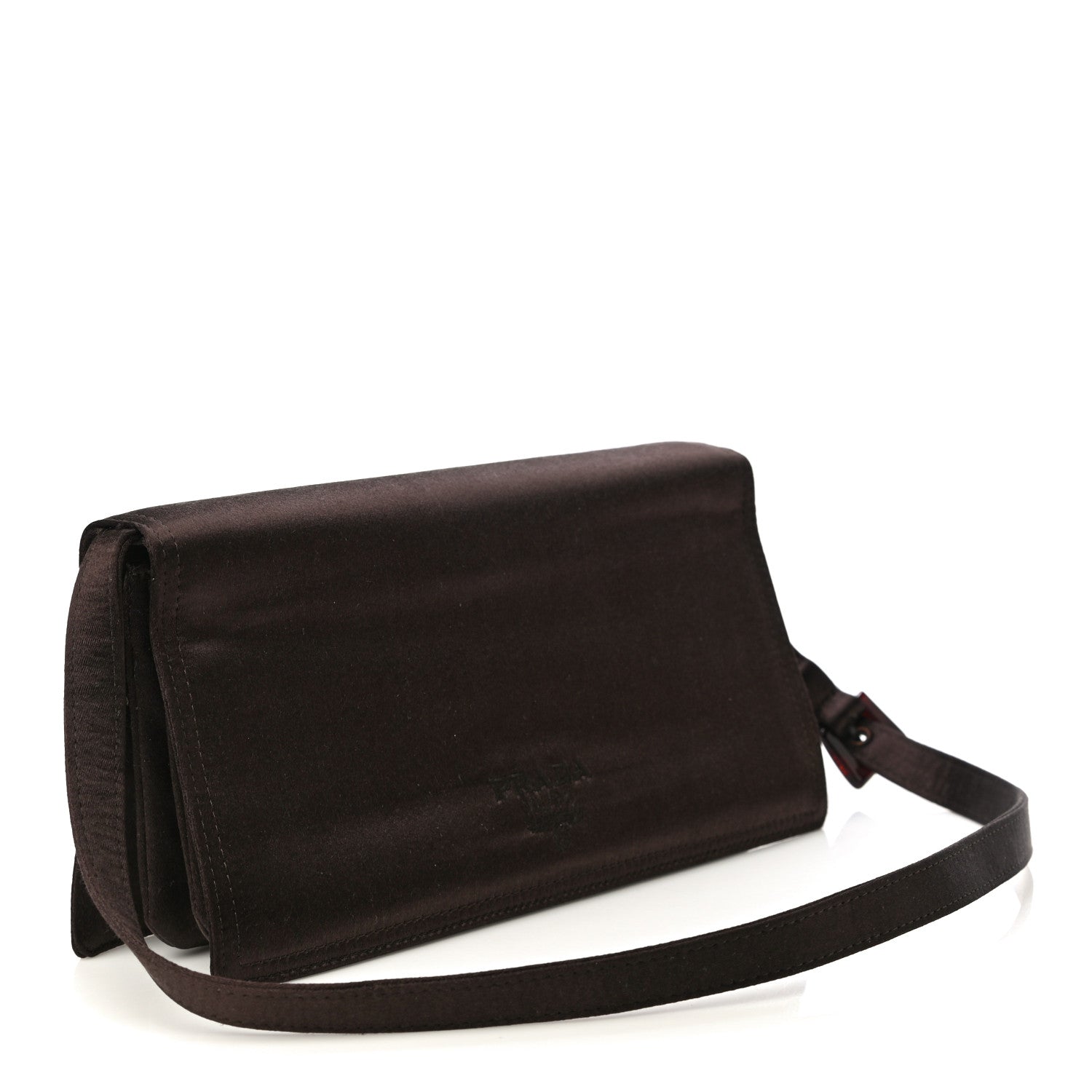 Prada Satin Flap Clutch Bag Brown 3 of 12