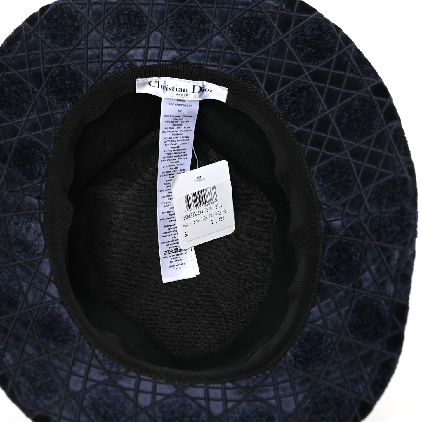 Velvet Cannage Bob Bucket Hat 57 Blue