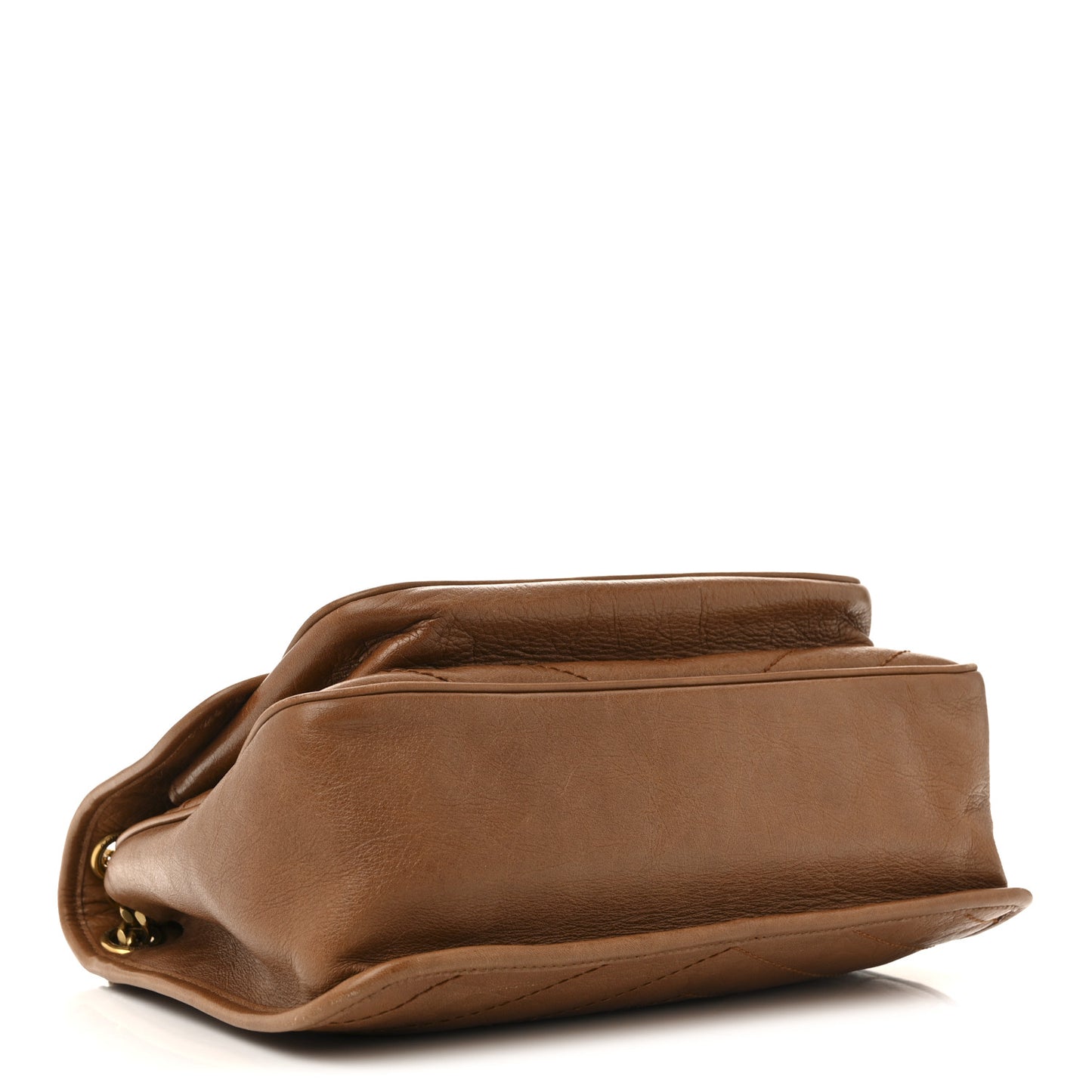 Crinkled Calfskin Matelasse Monogram Medium Niki Chain Satchel Caramel