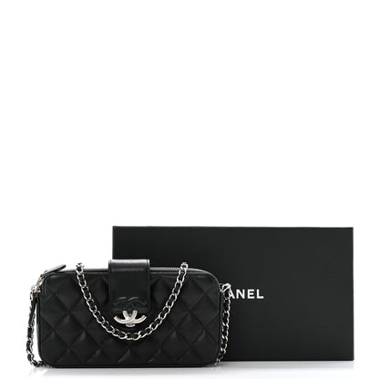 Chanel Lambskin Quilted CC Box Clutch With Chain Black 16 of 16