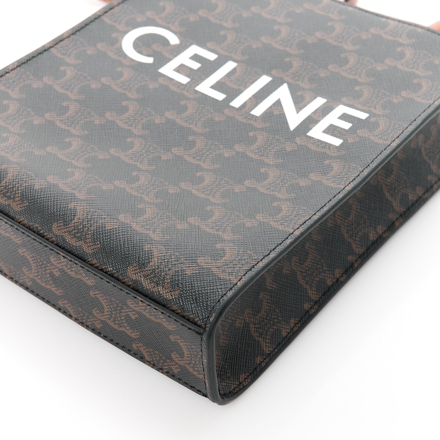 Triomphe Canvas Calfskin Mini Vertical Cabas Tan
