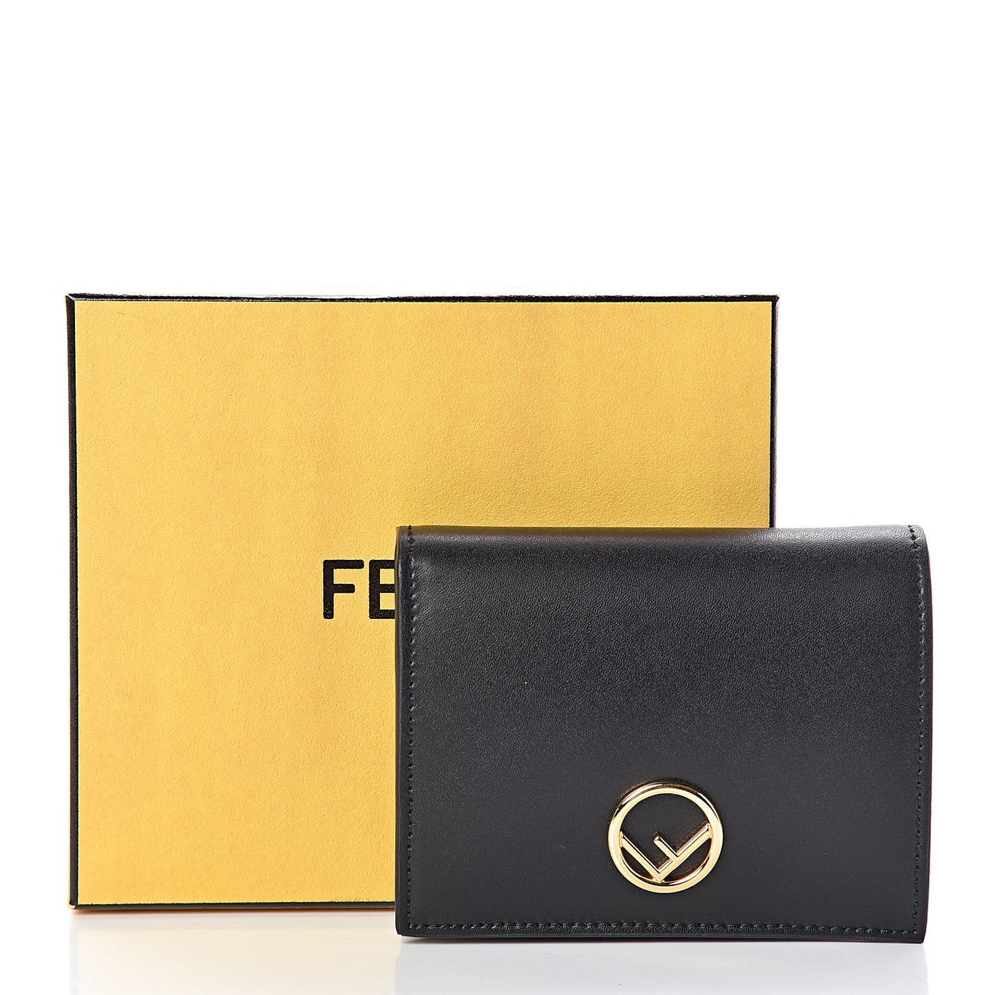 Vitello Liberty Lucido F is Fendi Compact Bi-Fold Wallet Black