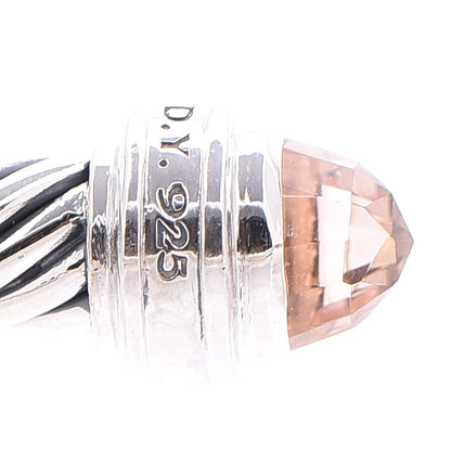 David Yurman Sterling Silver Diamond Morganite 5mm Cable Classics Bracelet 7 of 7
