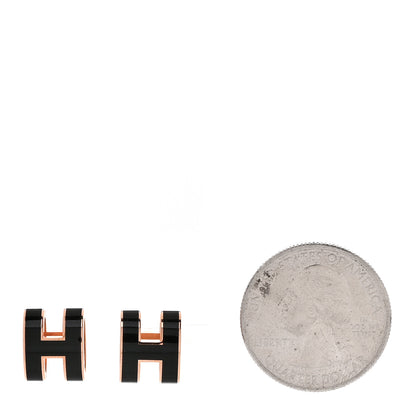 Hermes Rose Gold Lacquered Mini Pop H Earrings Black 2 of 6