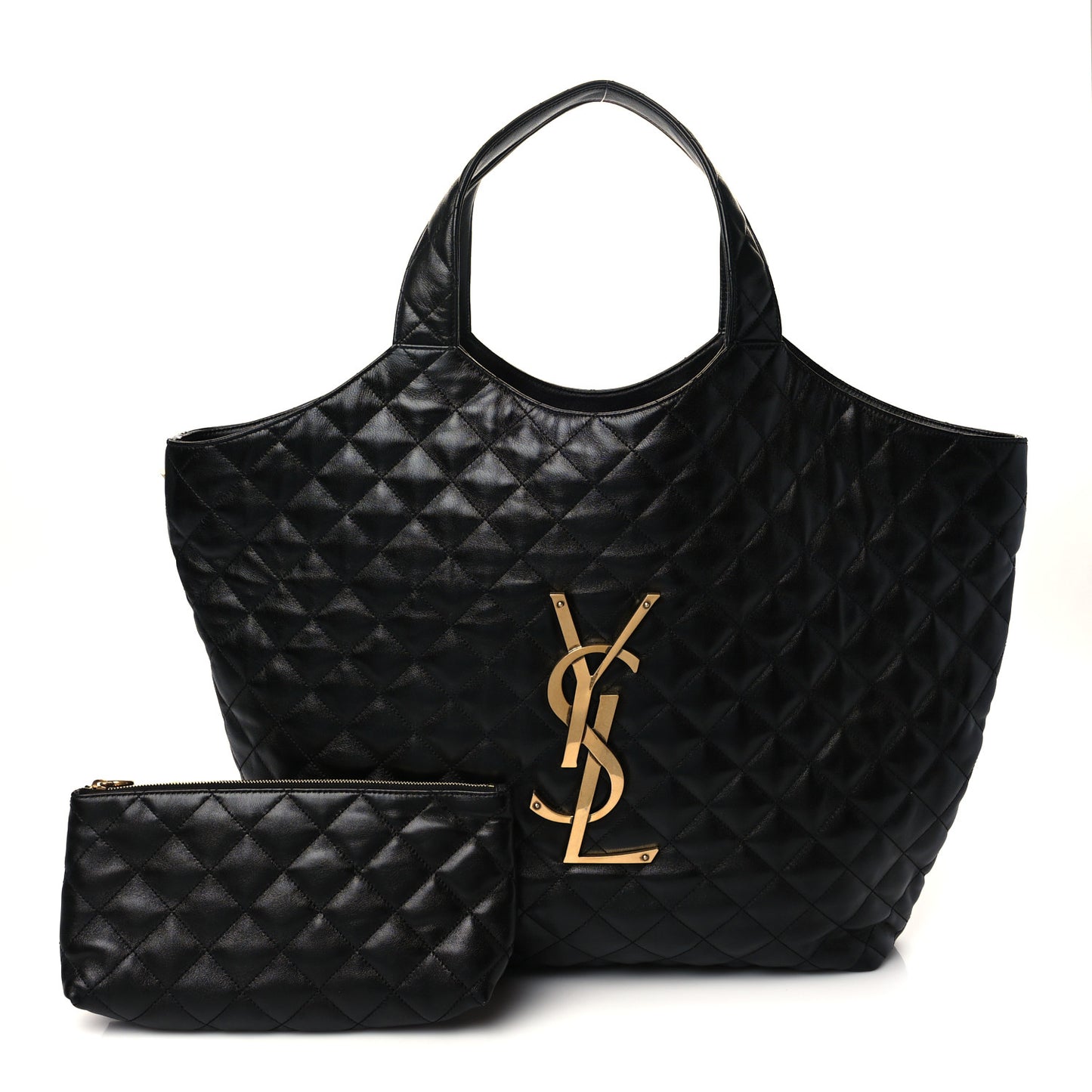 Lambskin Quilted Maxi Icare Shopping Tote Black