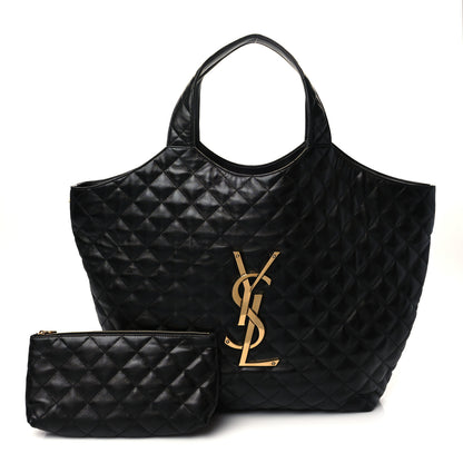 Saint Laurent Lambskin Quilted Maxi Icare Shopping Tote Black 1 of 7