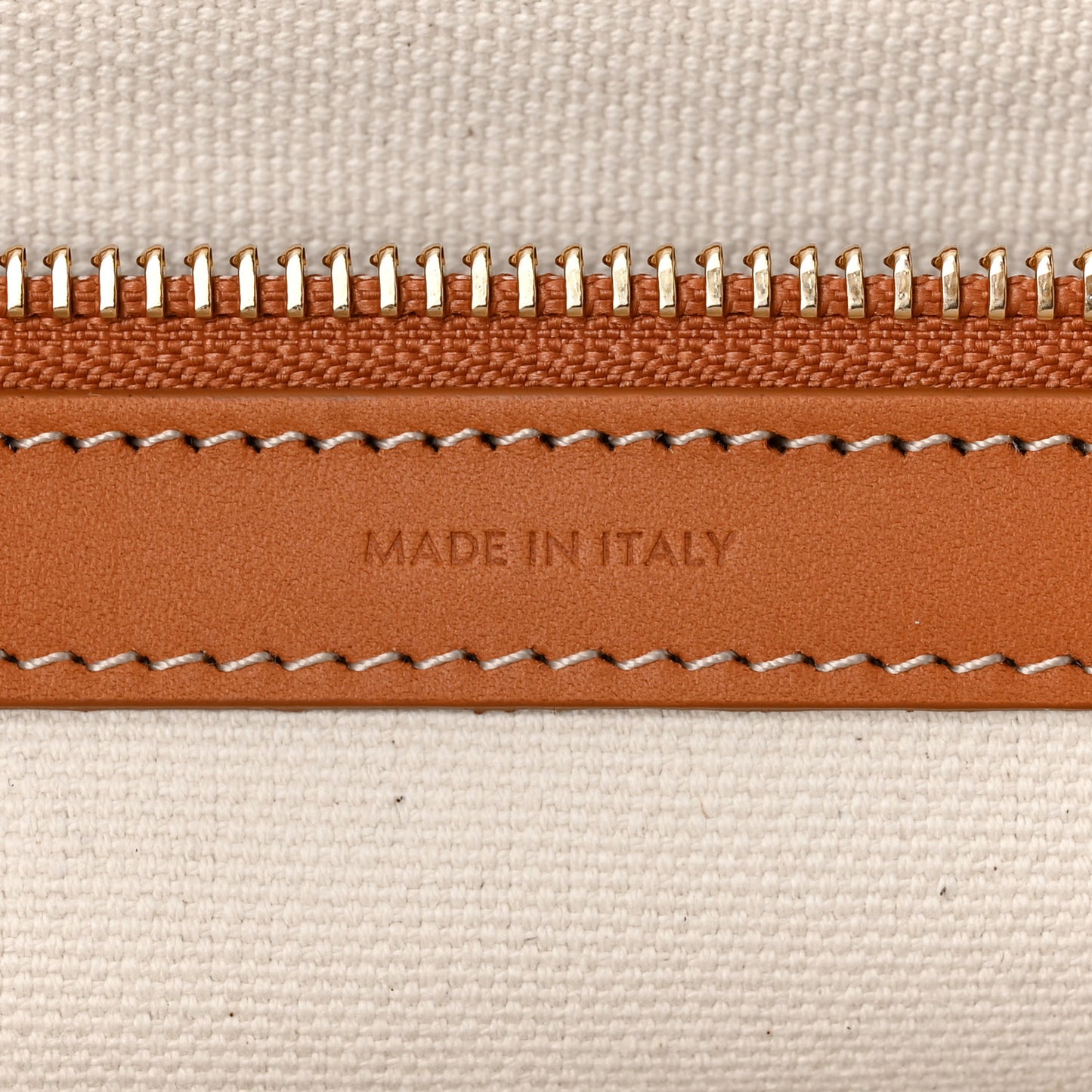 Canvas Calfskin Horizontal Cabas Natural Tan