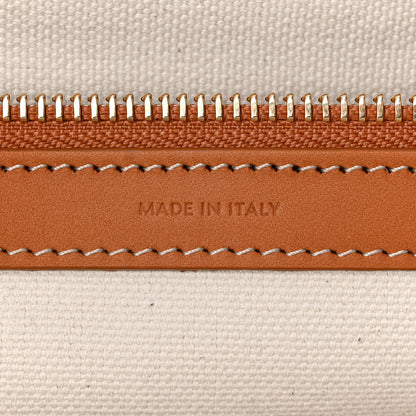 Celine Canvas Calfskin Horizontal Cabas Natural Tan 6 of 11