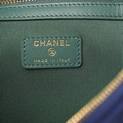 Chanel Jersey Quilted Medium Cosmetic Case Blue 5 of 8