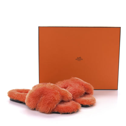 Hermes Woolskin Oran Sandals 36 Orange 8 of 8