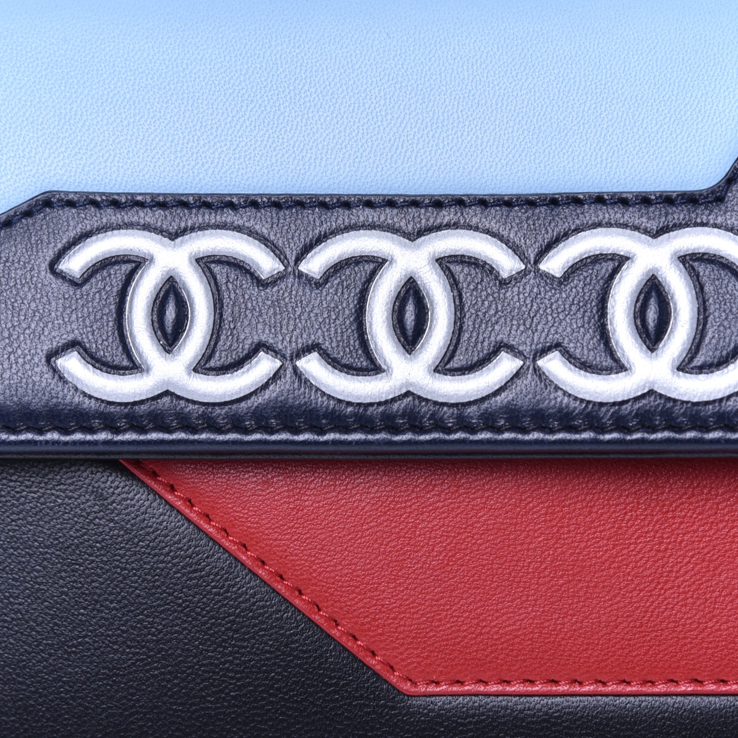 Lambskin Airlines Wallet On Chain WOC Blue Black Red