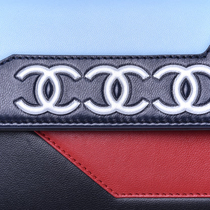 Chanel Lambskin Airlines Wallet On Chain WOC Blue Black Red 13 of 16