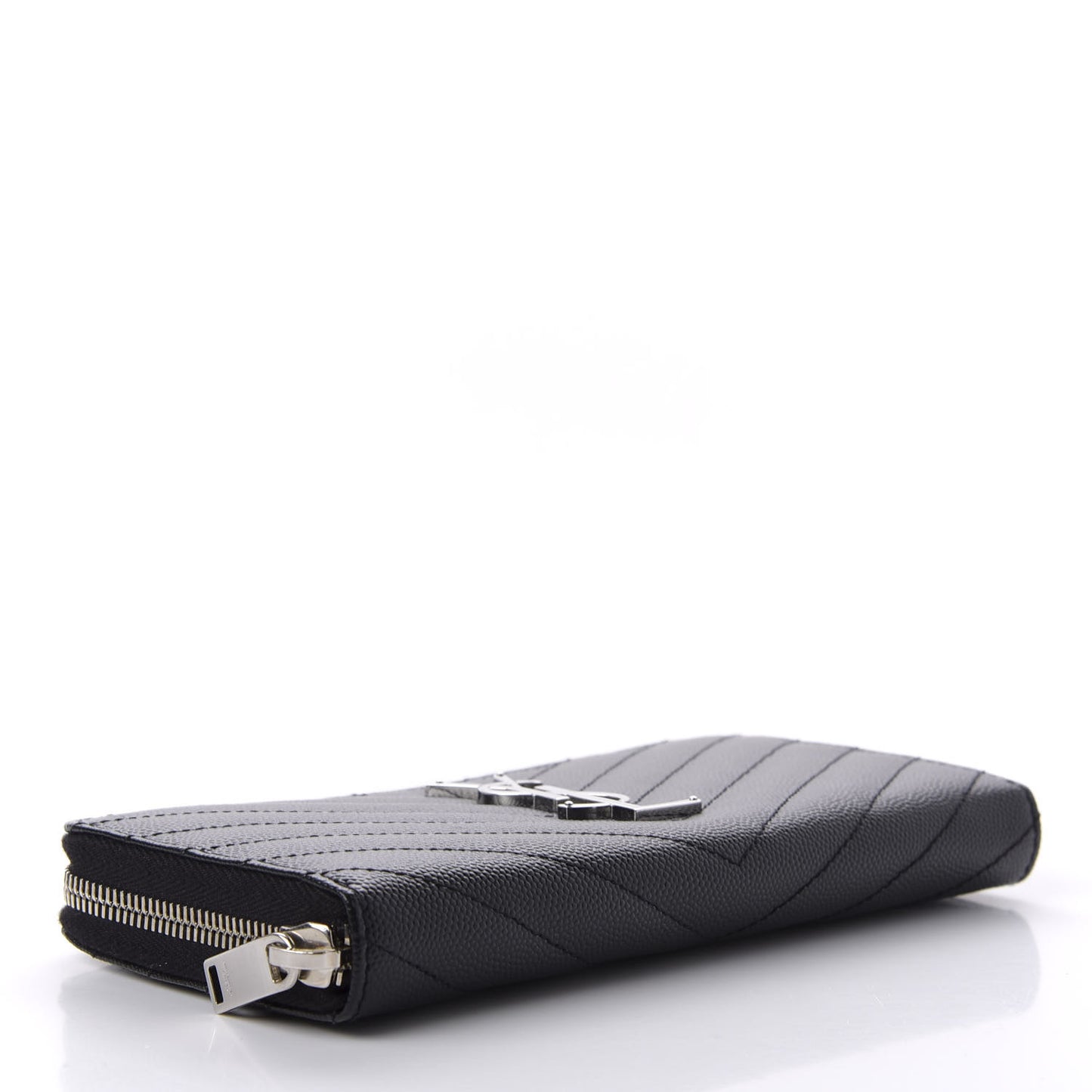 Grain De Poudre Matelasse Chevron Monogram Zip Around Wallet Black