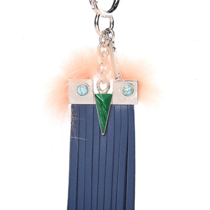 Fendi Vitello Century Fox Fur Stone Fringe Hypnoteyes Bag Charm Blue Palmspring 3 of 4