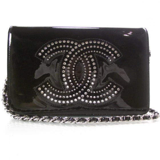 Patent Strass Wallet On Chain Black