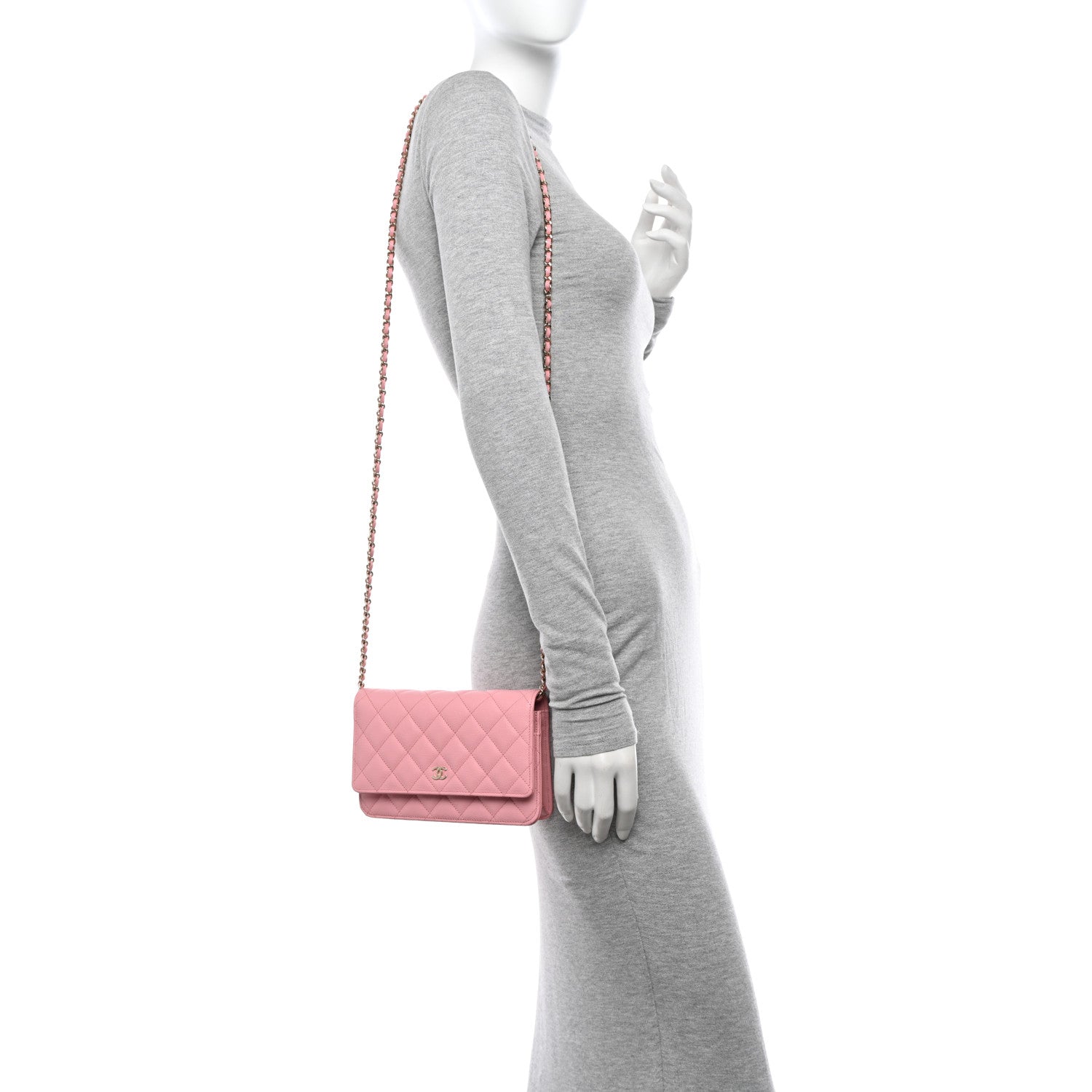 Chanel Caviar Quilted Wallet on Chain WOC Light Pink 2 of 12