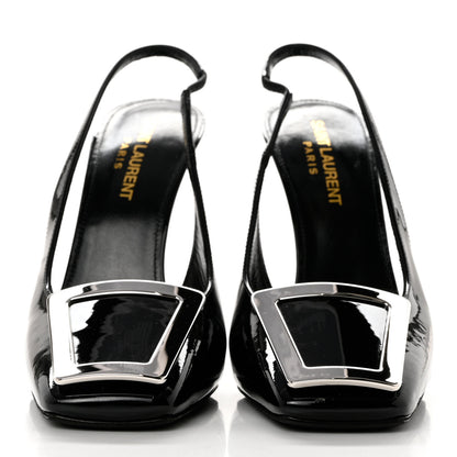 Saint Laurent Patent Maxine 115mm Slingback Pumps 36.5 Black 2 of 9