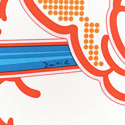 Hermes Silk Pegase Pop Pocket Square Orange Turquoise Jaune 4 of 7