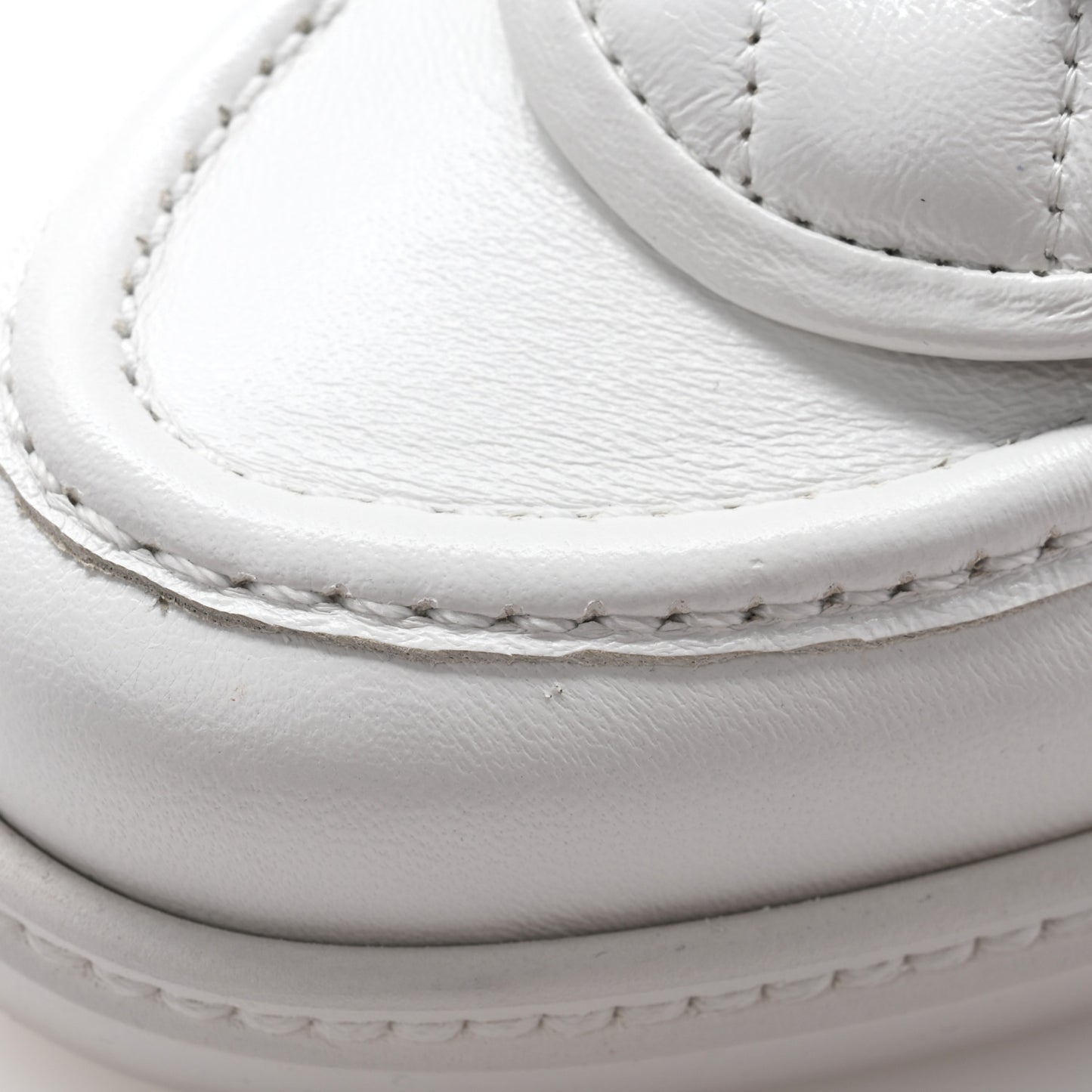 Shiny Lambskin Quilted CC Turnlock Loafers 35.5 White