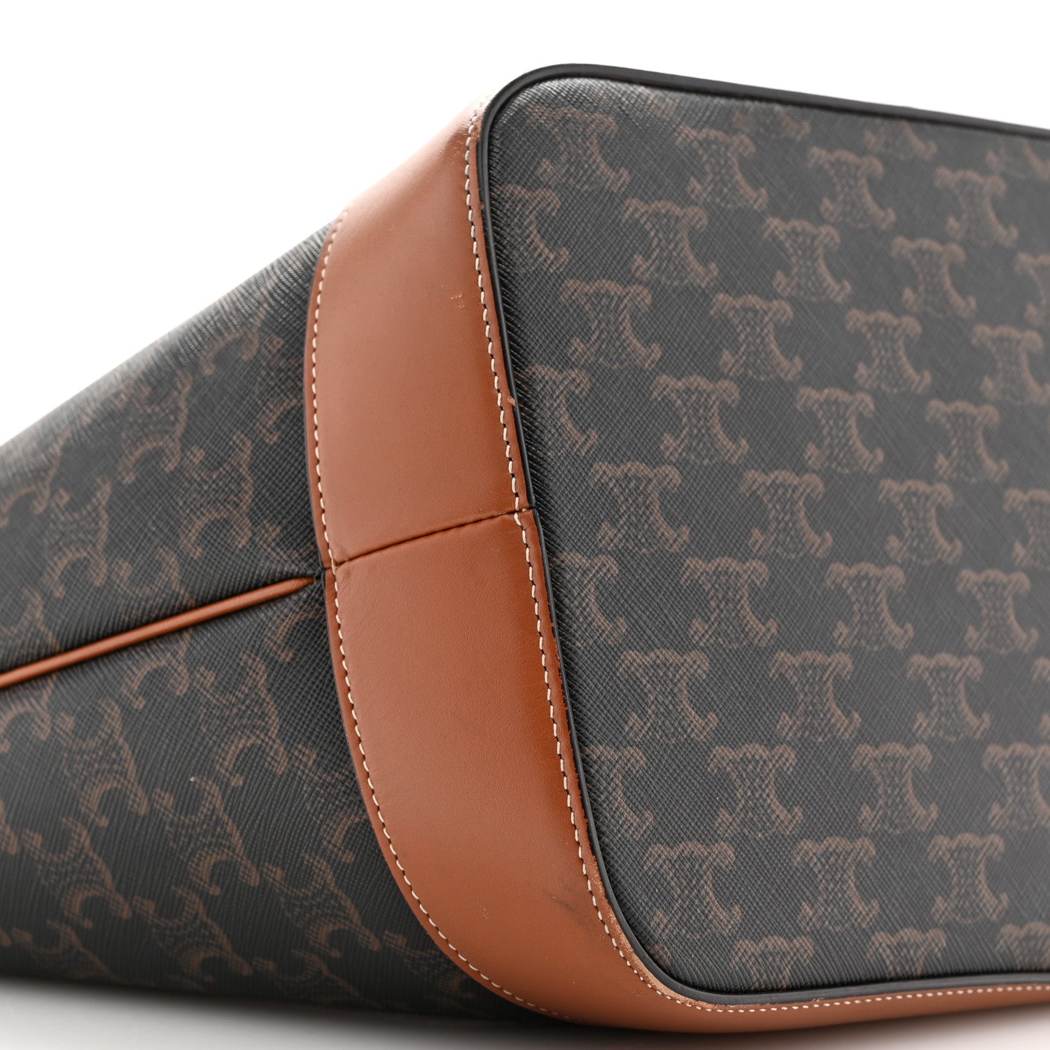 Celine Triomphe Canvas Calfskin Medium Bucket Bag Tan 9 of 14