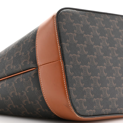 Celine Triomphe Canvas Calfskin Medium Bucket Bag Tan 9 of 14