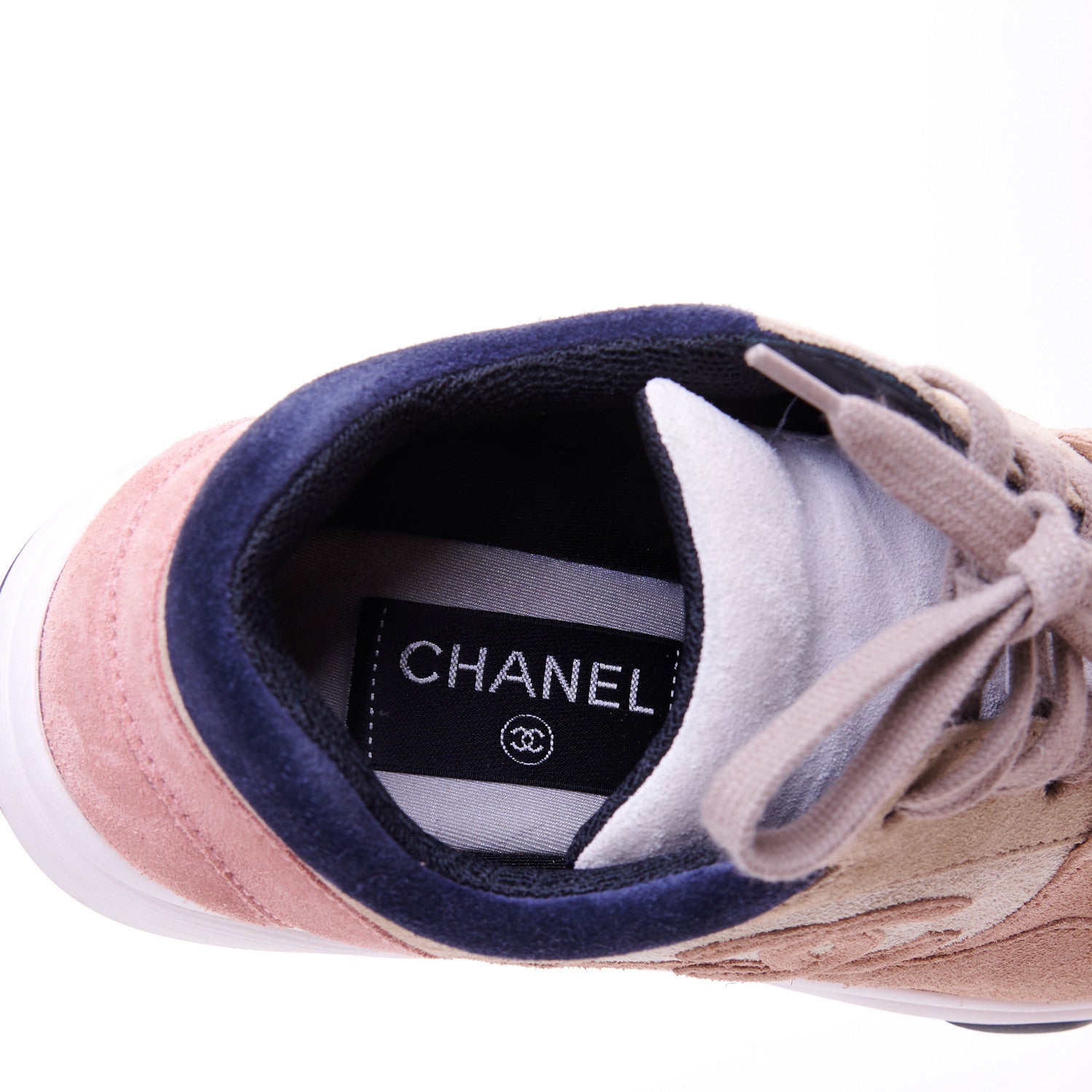 Chanel Nylon Lambskin Suede Calfskin CC Sneakers 35.5 Tan 8 of 9