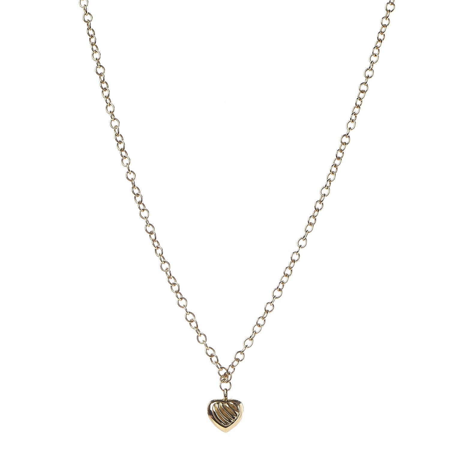 David Yurman 18K Yellow Gold Cable Heart Charm Necklace 1 of 7