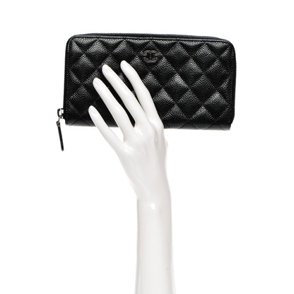 Chanel Caviar Quilted Large Gusset Zip Around Wallet Black 2 of 8