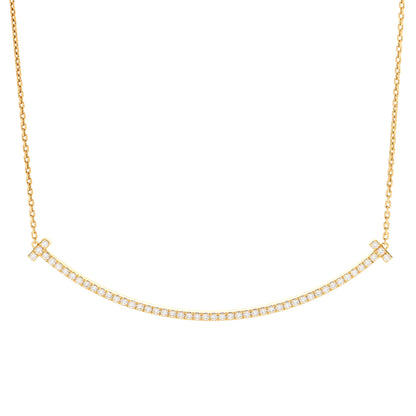 Tiffany 18K Yellow Gold Diamond Extra Large T Smile Pendant Necklace 4 of 6
