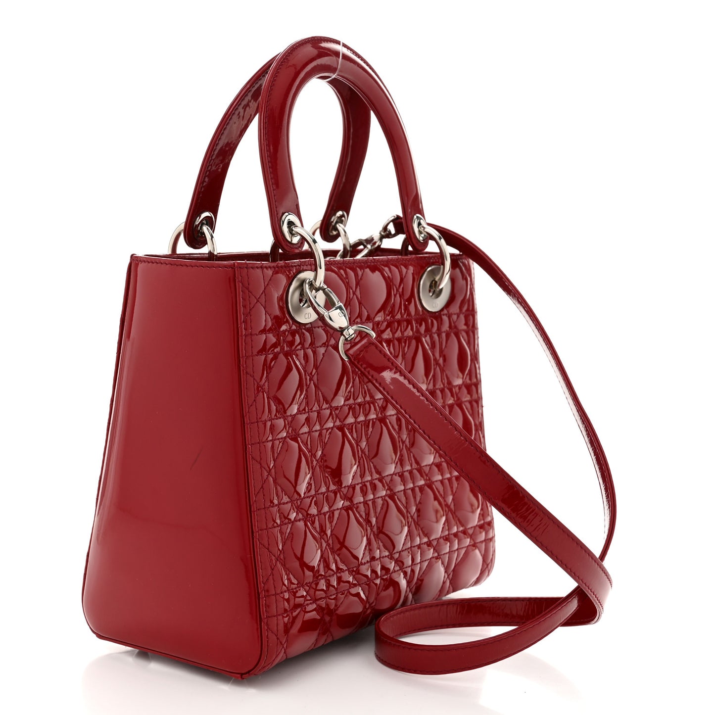 Patent Cannage Medium Lady Dior Red