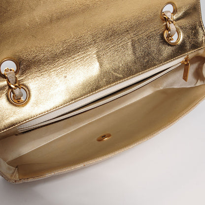 Chanel Metallic Nylon Medium Travel Flap Light Gold 5 of 8