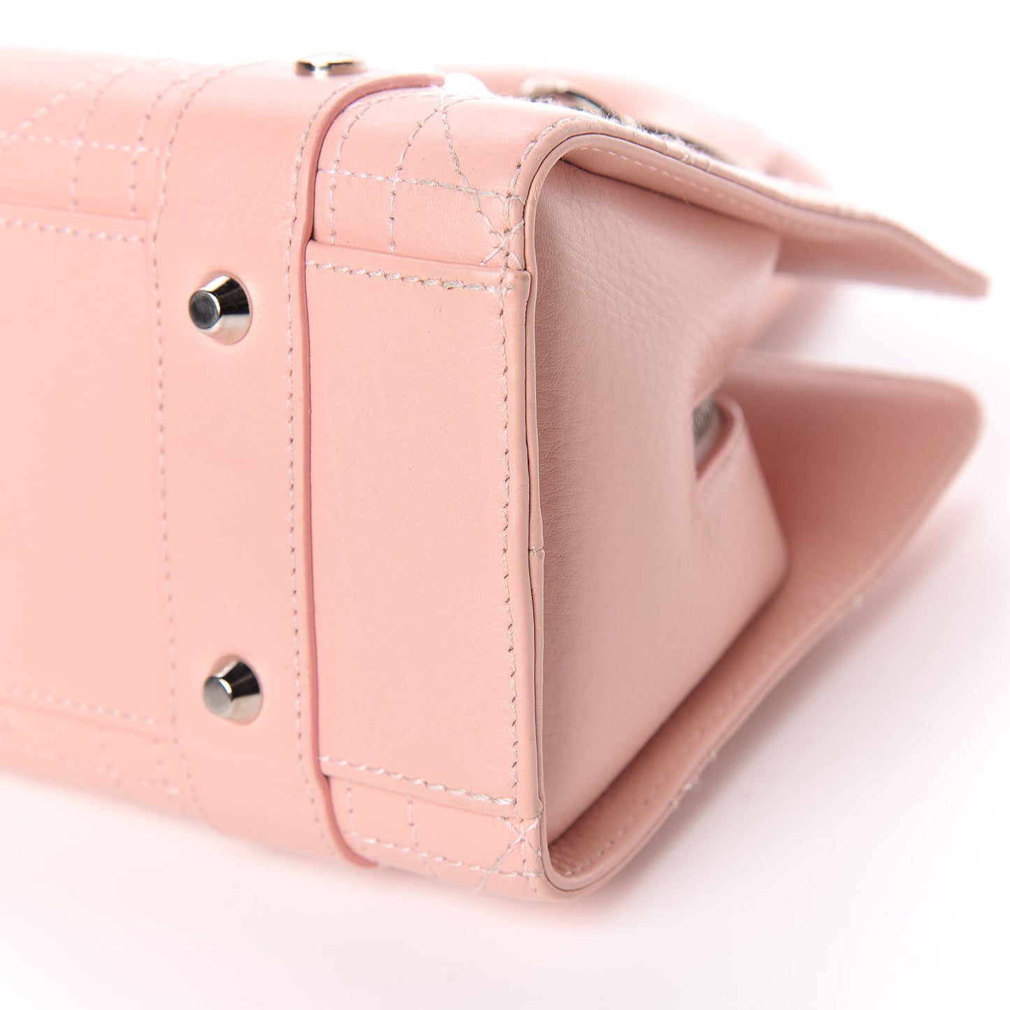 Calfskin Cannage Stitched Small East West Lady Dior Rose Clair