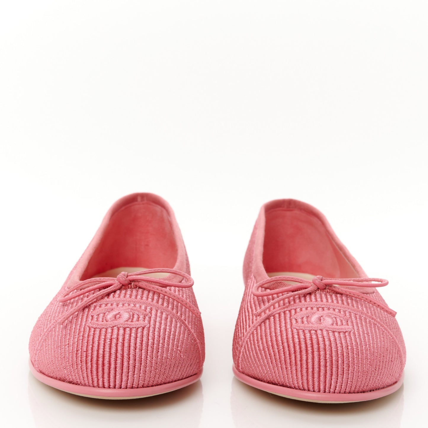 Embroidered Fabric Cap Toe CC Ballerina Flats 37.5 Pink