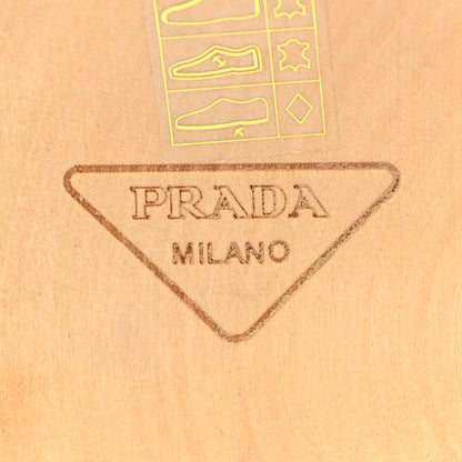 Prada Natural Calfskin Metal Triangle Logo 45mm Clogs 39 Black Sabbia 7 of 8