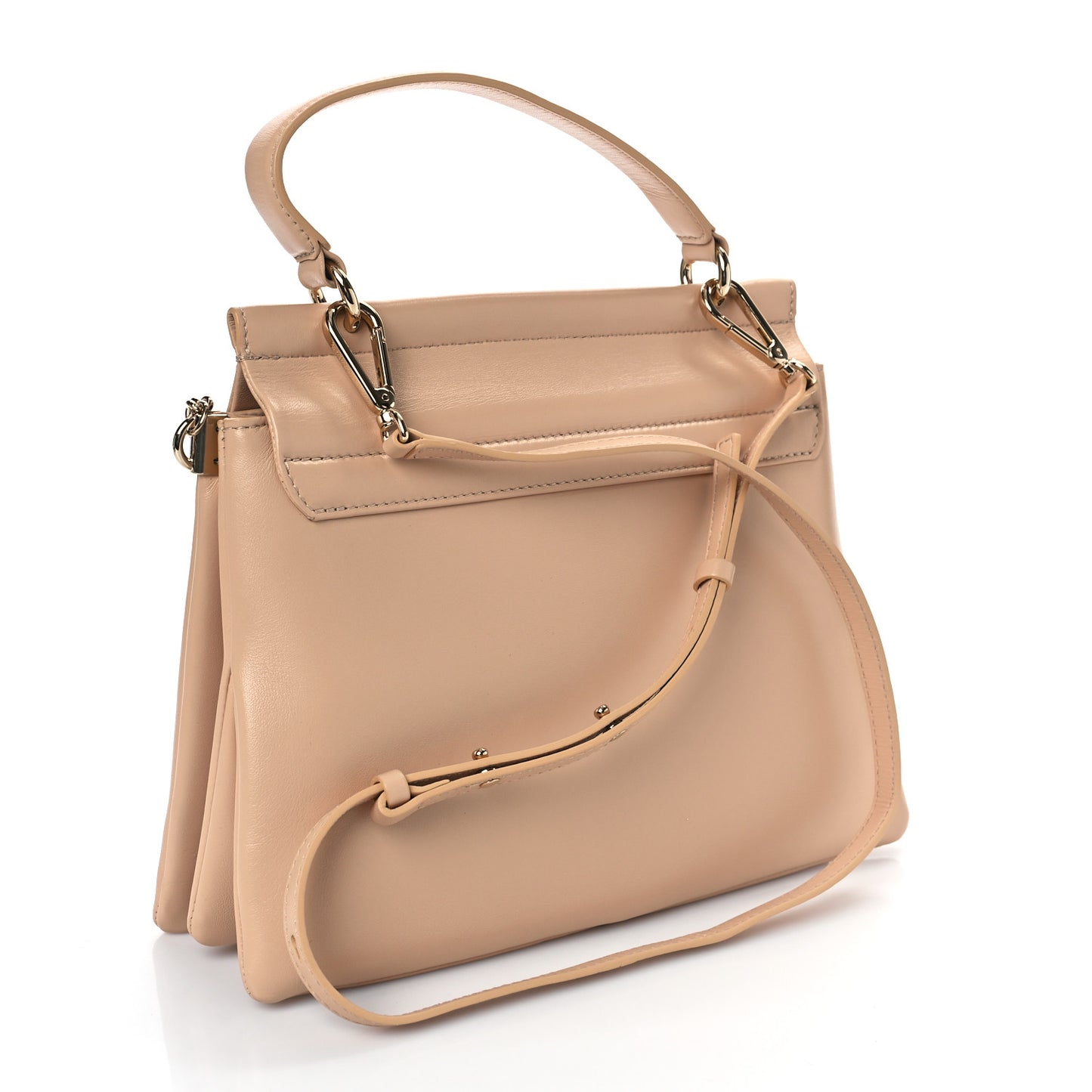 Calfskin Medium Faye Top Handle Bag Sandy Beige