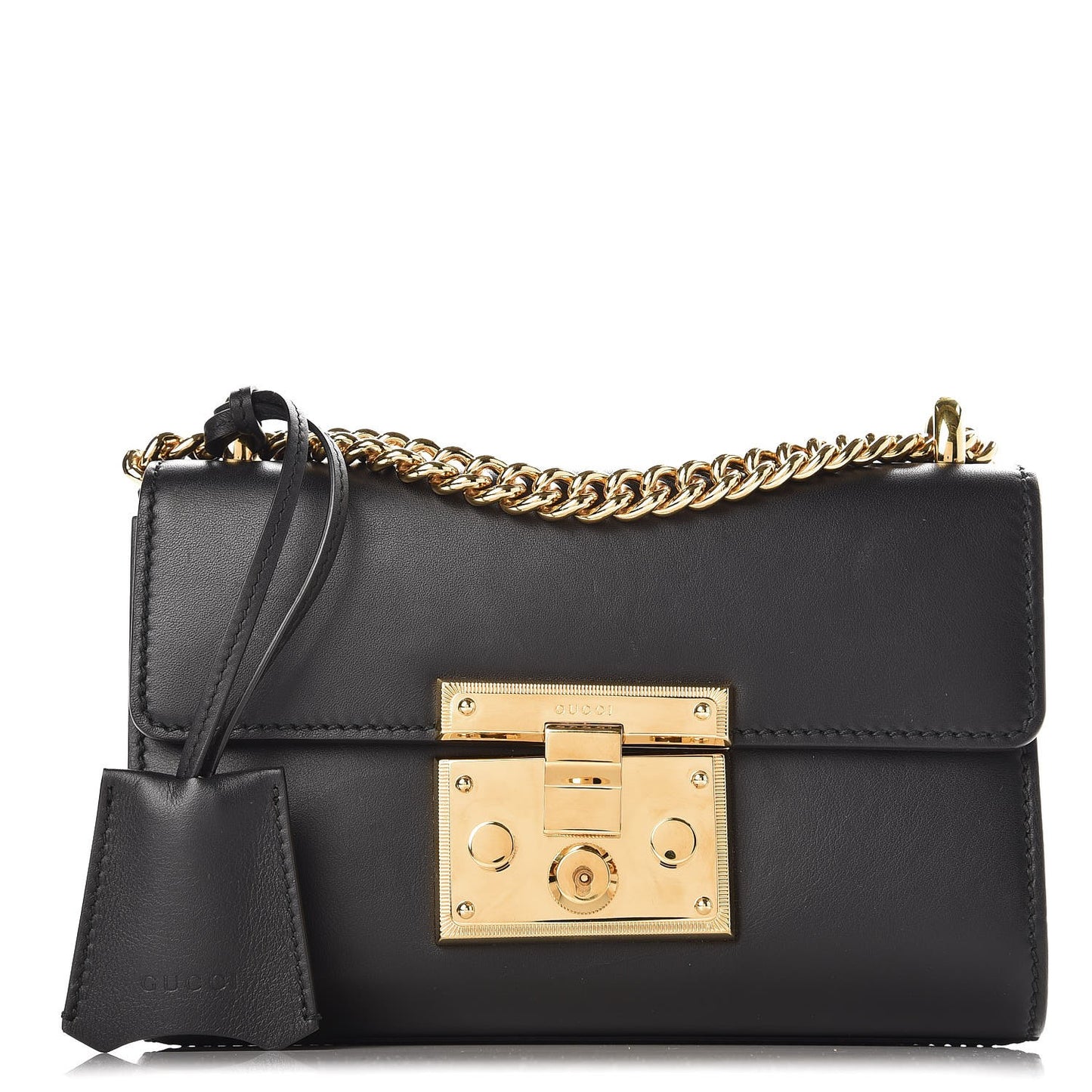Calfskin Small Padlock Shoulder Bag Black